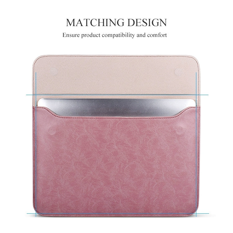 PU01S PU Leather Horizontal Invisible Magnetic Buckle Laptop Inner Bag for 14.1 inch laptops