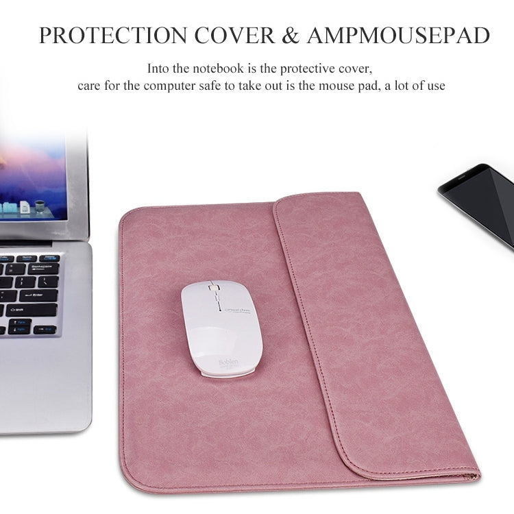 PU01S PU Leather Horizontal Invisible Magnetic Buckle Laptop Inner Bag for 15.4 inch laptops