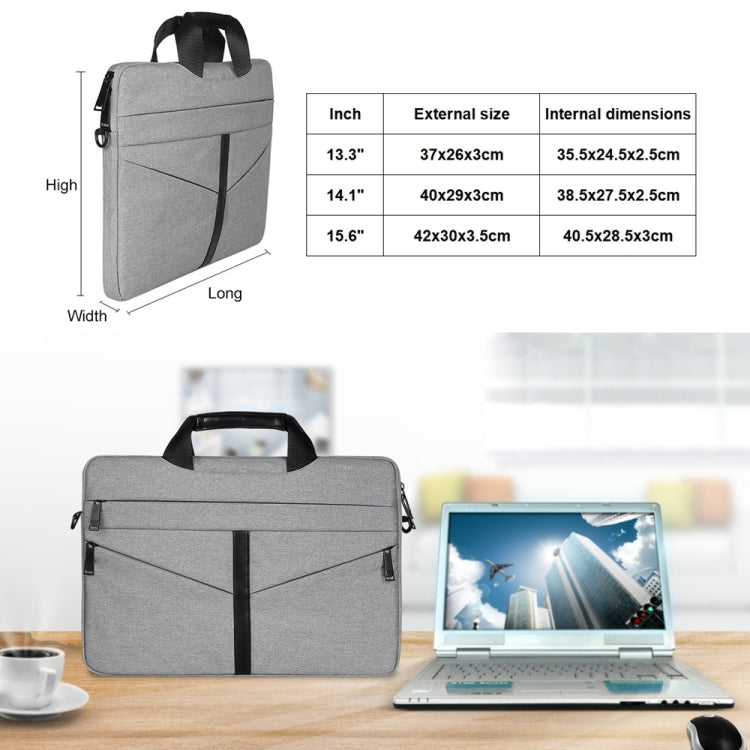 13.3 inch Breathable Wear-resistant Fashion Business Shoulder Handheld Zipper Laptop Bag with Shoulder Strap