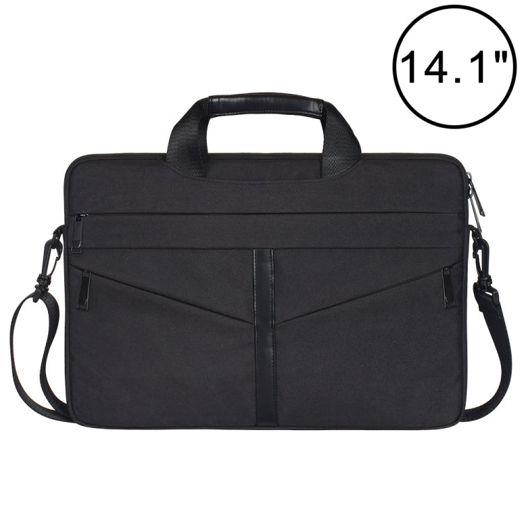 14.1 inch Breathable Wear-resistant Fashion Business Shoulder Handheld Zipper Laptop Bag with Shoulder Strap