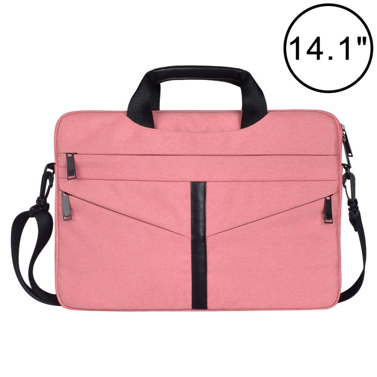 14.1 inch Breathable Wear-resistant Fashion Business Shoulder Handheld Zipper Laptop Bag with Shoulder Strap