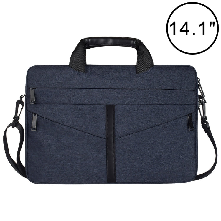 14.1 inch Breathable Wear-resistant Fashion Business Shoulder Handheld Zipper Laptop Bag with Shoulder Strap