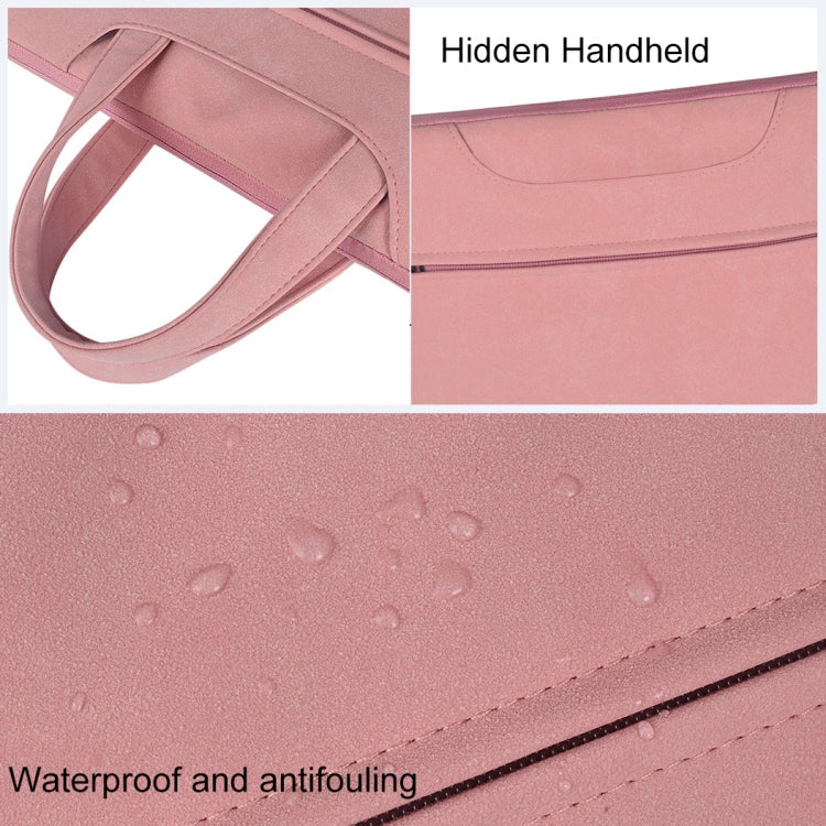 ST06 Waterproof PU Leather Zipper Hidden Portable Strap One-shoulder Handbag for 13.3 inch Laptops, with Suitcase Belt