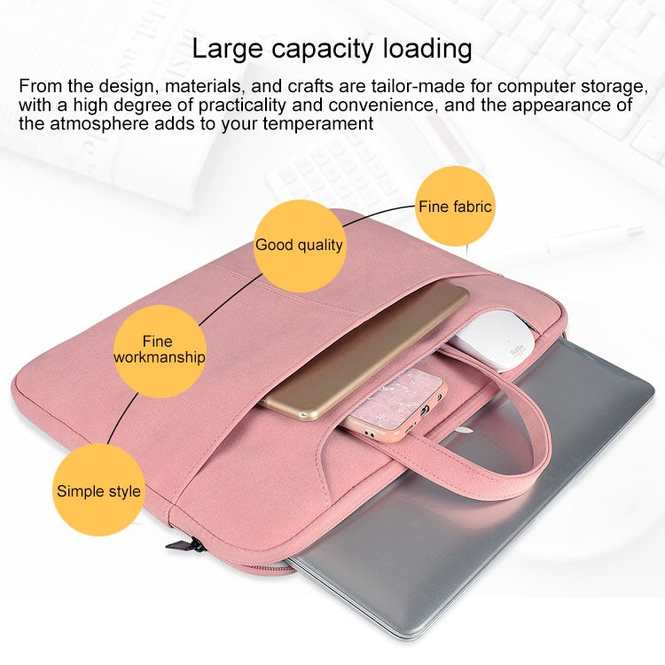 ST06S Waterproof PU Leather Zipper Hidden Portable Strap One-shoulder Handbag for 14.1 inch Laptops, with Magic Stick & Suitcase Belt