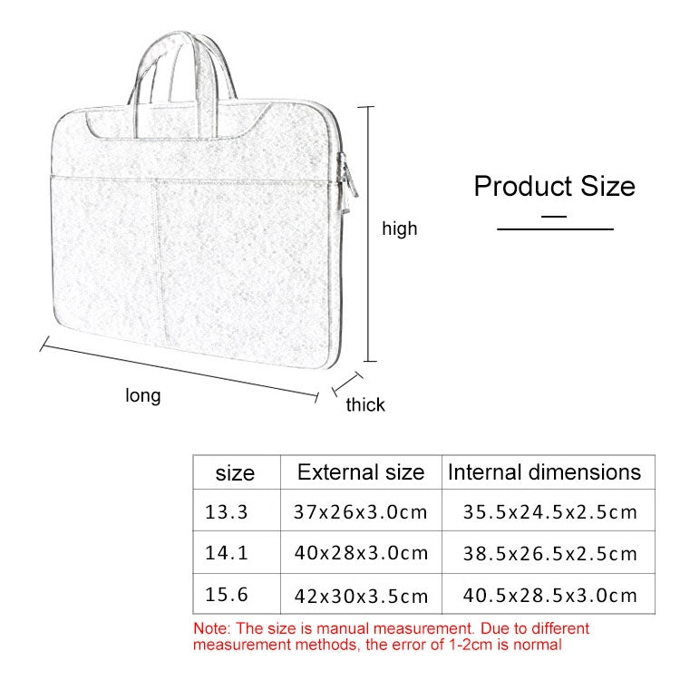 ST06S Waterproof PU Leather Zipper Hidden Portable Strap One-shoulder Handbag for 15.6 inch Laptops, with Magic Stick & Suitcase Belt