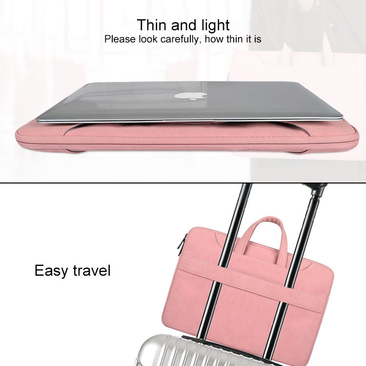 ST06S Waterproof PU Leather Zipper Hidden Portable Strap One-shoulder Handbag for 15.6 inch Laptops, with Magic Stick & Suitcase Belt