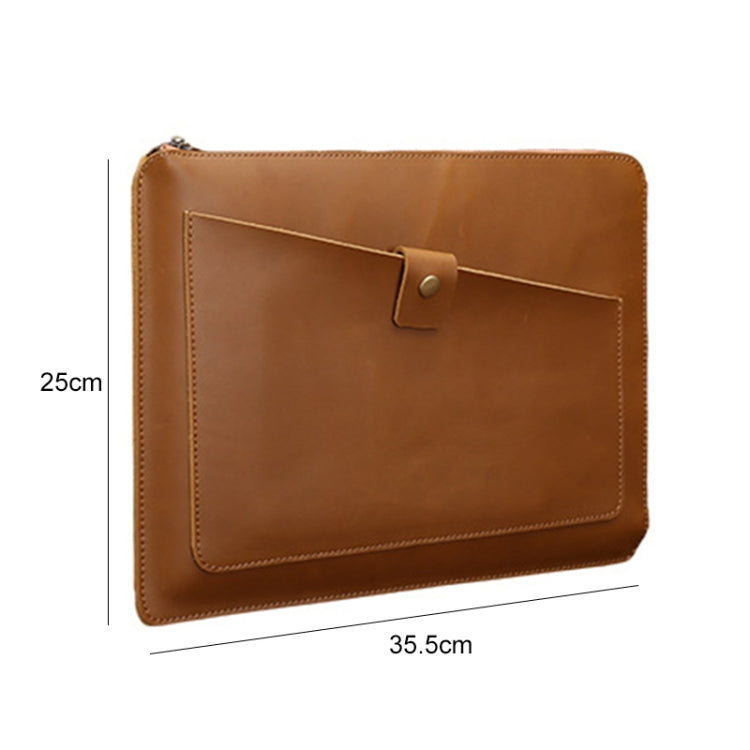 Universal Genuine Leather Business Zipper Laptop Tablet Bag For 12 inch and Below