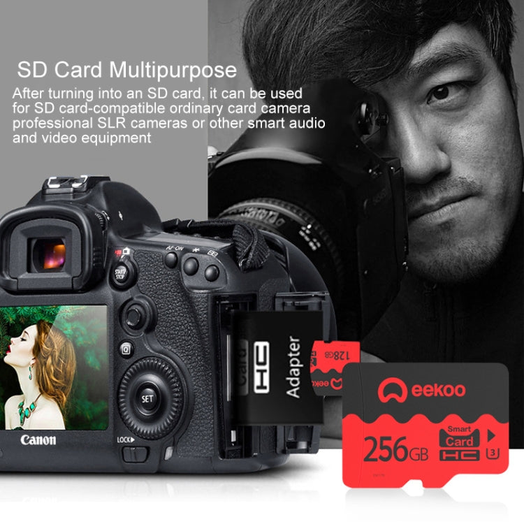 eekoo 256GB U3 TF(Micro SD) Memory Card, Minimum Write Speed: 30MB / s, Flagship Version