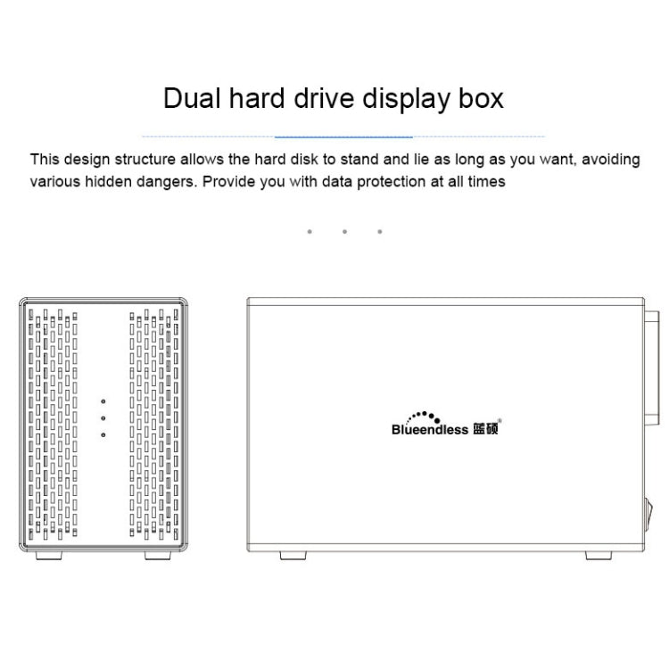 Blueendless USB-B Interface 3.5 inch 2 Bay RAID Combination Array HDD External Enclosure