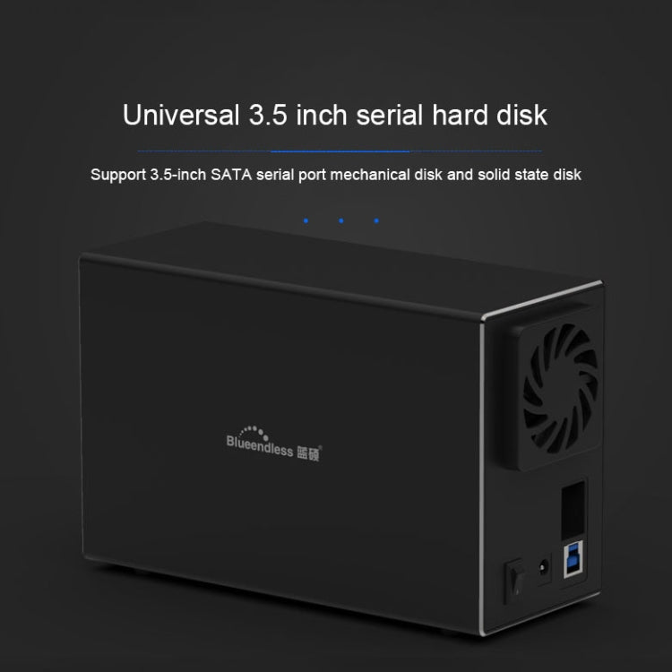 Blueendless USB-B Interface 3.5 inch 2 Bay RAID Combination Array HDD External Enclosure