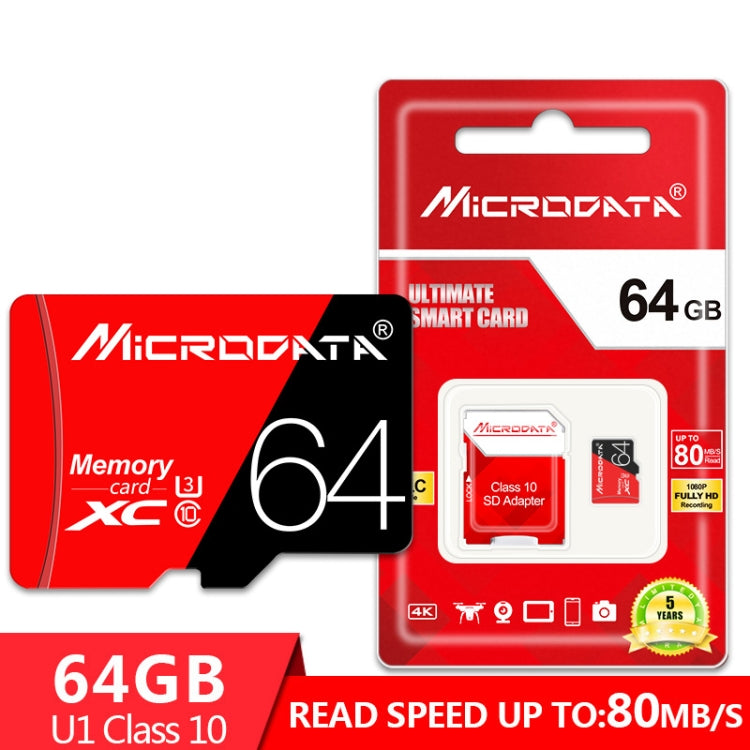 MICRODATA 64GB High Speed U3 Red and Black TF(Micro SD) Memory Card