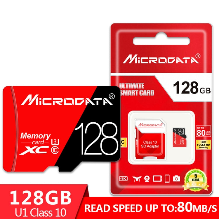 MICRODATA 128GB High Speed U3 Red and Black TF(Micro SD) Memory Card