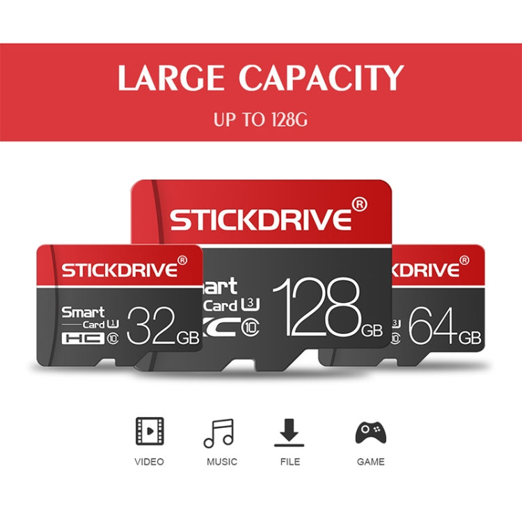 STICKDRIVE 64GB U3 White Line Red and Black TF(Micro SD) Memory Card