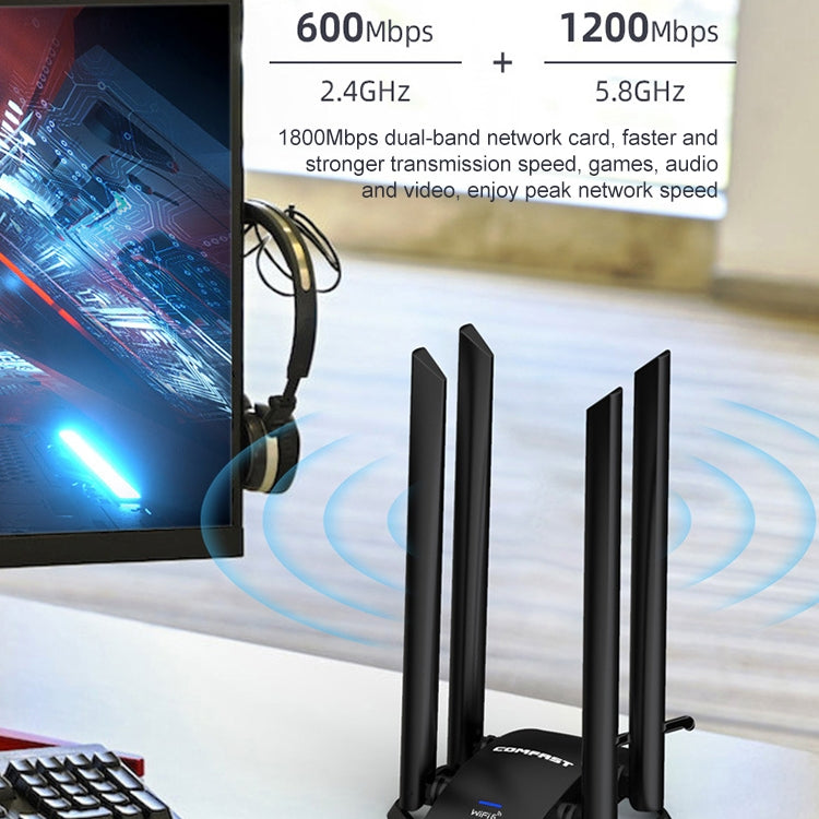 COMFAST CF-966AX Free-drive Dual Band 1800Mbps USB3.0 High Power Wireless WiFi 6 Adapter