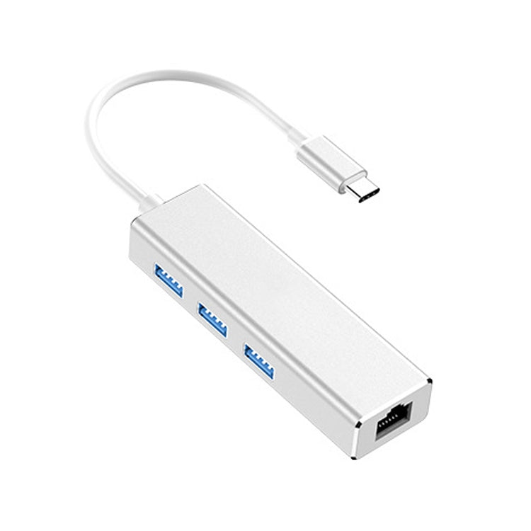 USB-C / Type-C to Gigabit Ethernet RJ45 & 3 x USB 3.0 Adapter Converter HUB, Computer External Tablet Phone Universal