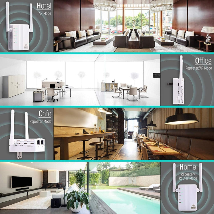 300Mbps Wireless-N Range Extender WiFi Repeater Signal Booster Network Router with 2 External Antenna, EU Plug