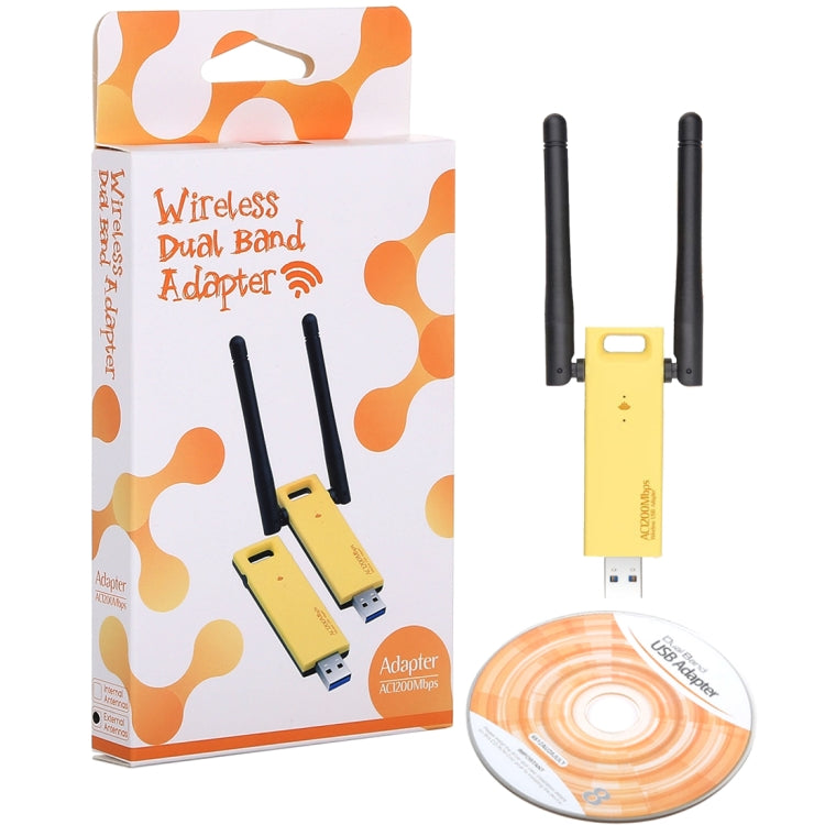 AC1200Mbps 2.4GHz & 5GHz Dual Band USB 3.0 WiFi Adapter External Network Card with 2 External Antenna