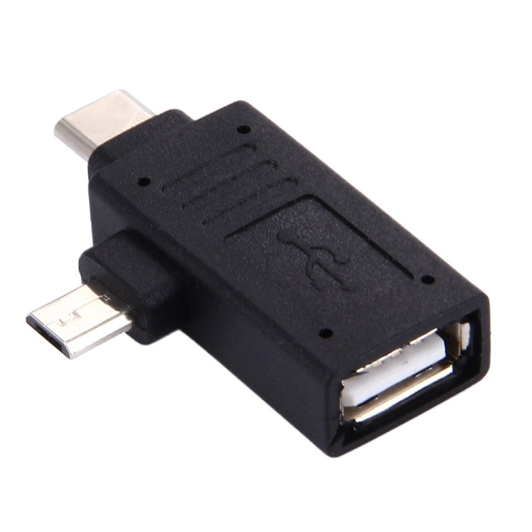 USB-C / Type-C Male + Micro USB Male to USB 2.0 Female Adapter