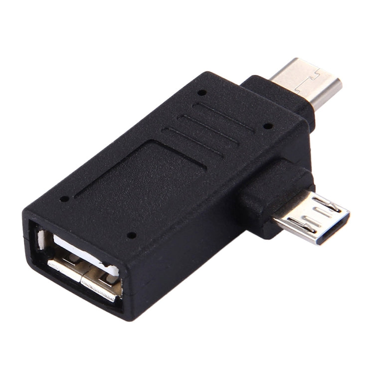 USB-C / Type-C Male + Micro USB Male to USB 2.0 Female Adapter