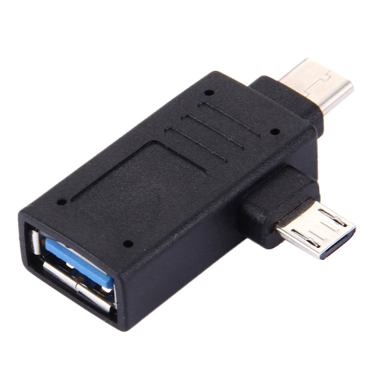 USB-C / Type-C Male + Micro USB Male to USB 3.0 Female Adapter