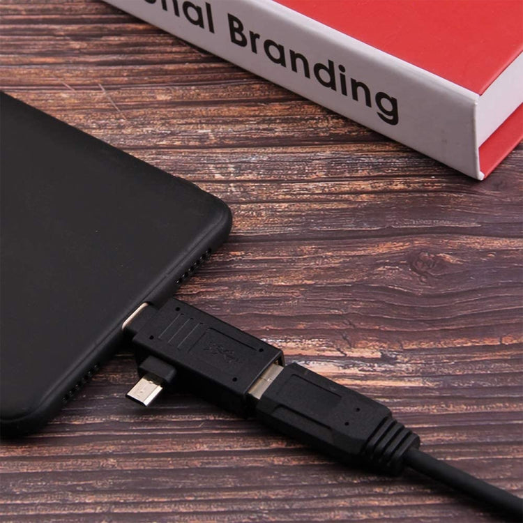 USB-C / Type-C Male + Micro USB Male to USB 3.0 Female Adapter