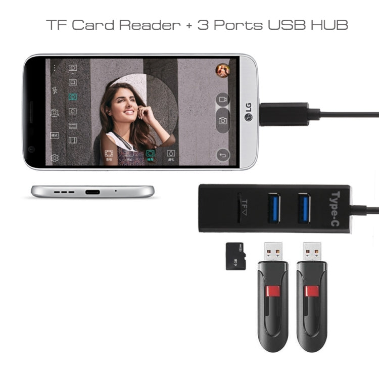 2 in 1 USB 3.1 USB-C / Type-C to USB 2.0 COMBO 3 Ports HUB + TF Card Reader