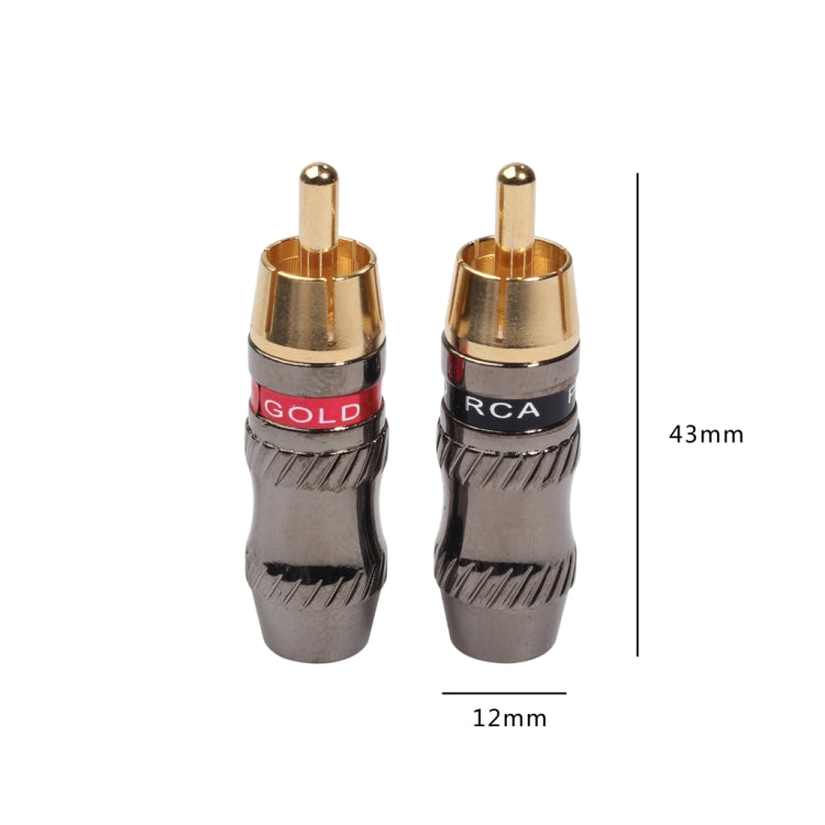 REXLIS TR026 2 PCS RCA Male Plug Audio Jack Gold Plated Adapter for DIY Audio Cable & Video cable