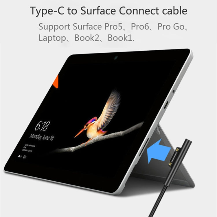 USB-C / Type-C to 6 Pin Magnetic Male Laptop Power Charging Cable for Microsoft Surface Pro 7 / 6 / 5 , Cable Length: about 1.5m