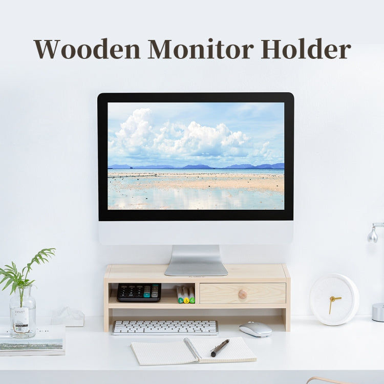 ORICO MSR-04-WD-BP 2-layer Wood Grain Computer Monitor Holder with Partition, Size: 50 x 20 x 13.5cm