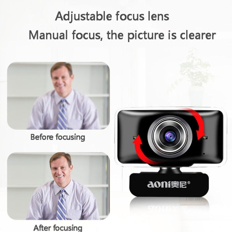 aoni C11 720P 150-degree Wide-angle Manual Focus HD Computer Camera with Microphone