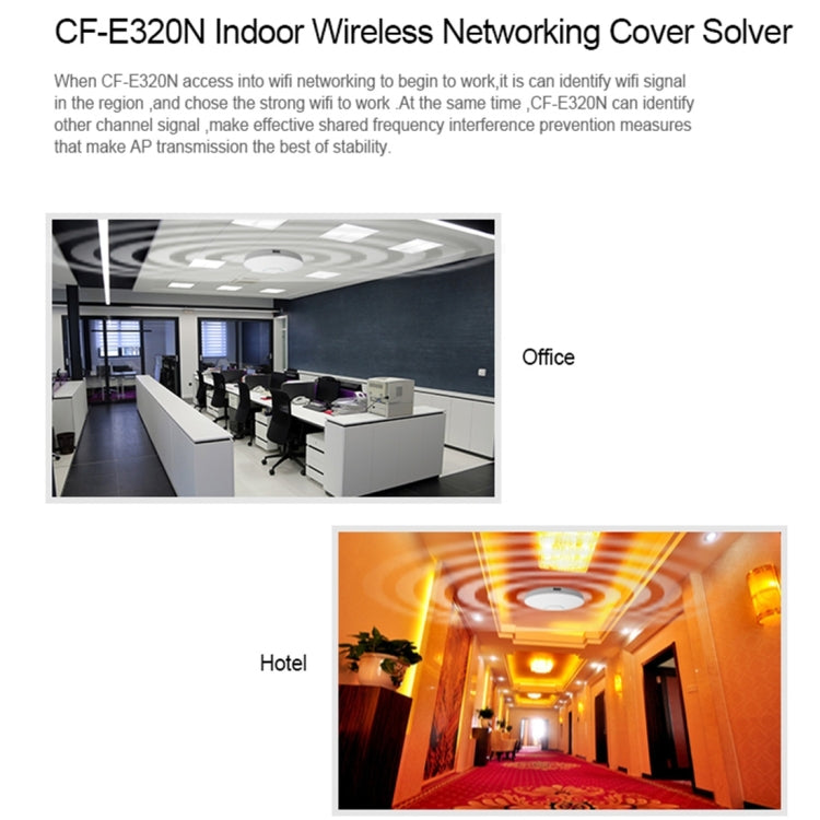 COMFAST CF-E320N MTK7620N 300Mbps/s UFO Shape Wall Ceiling Wireless WiFi AP / Repeater with 7 Colors LED Indicator Light & 48V POE Adapter, Got CE / ROHS / FCC / CCC Certification