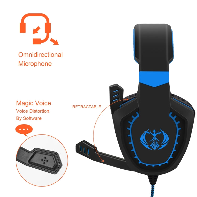 SADES AH-28 3.5mm Plug Wire-controlled Noise Reduction E-sports Gaming Headset with Retractable Microphone, Cable Length: 2m