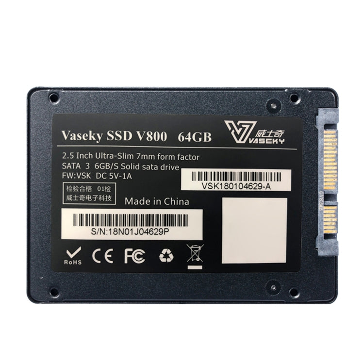 Vaseky V800 64GB 2.5 inch SATA3 6GB/s Ultra-Slim 7mm Solid State Drive SSD Hard Disk Drive for Desktop, Notebook