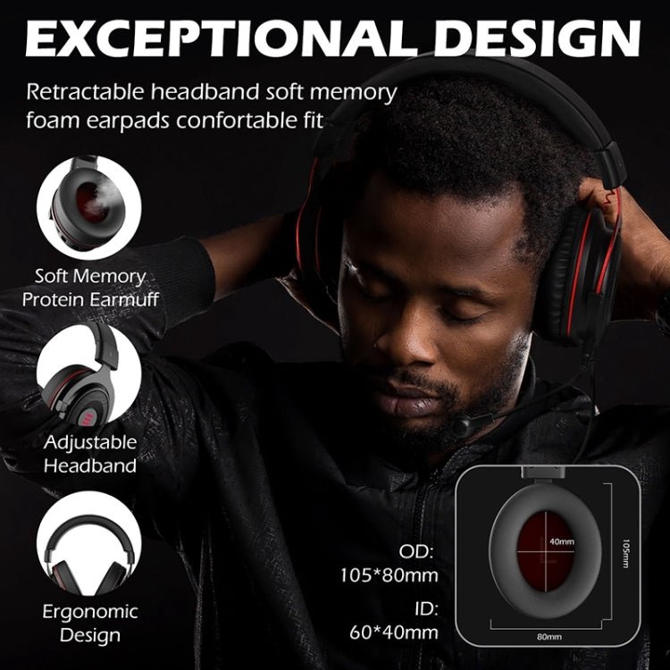 EKSA E900 Pro 7.1 Gaming Wire-Controlled Head-mounted USB Luminous Gaming Headset with Microphone