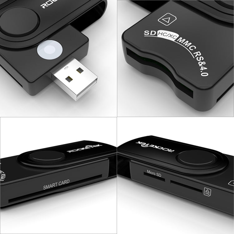 ROCKETEK CR310 USB 2.0 + TF Card + SD Card + SIM Card + Smart Card Multi-function Card Reader