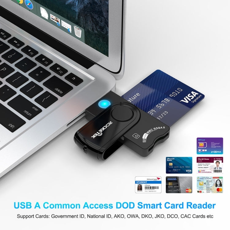 ROCKETEK CR310 USB 2.0 + TF Card + SD Card + SIM Card + Smart Card Multi-function Card Reader