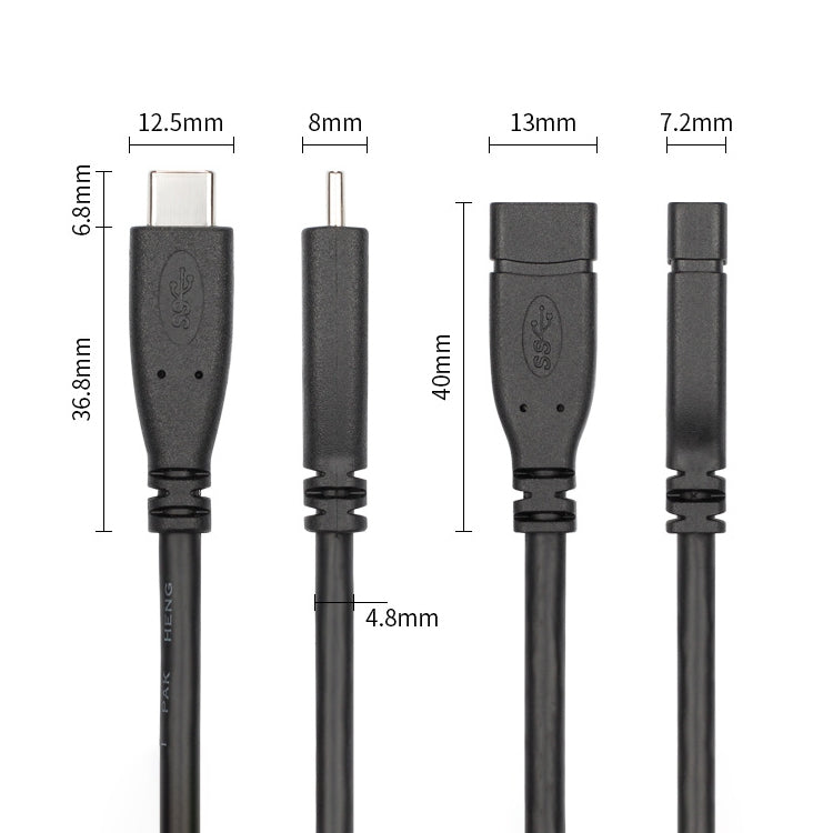 USB 3.1 Type-C / USB-C Male to Type-C / USB-C Female Gen2 Adapter Cable, Length: 20cm