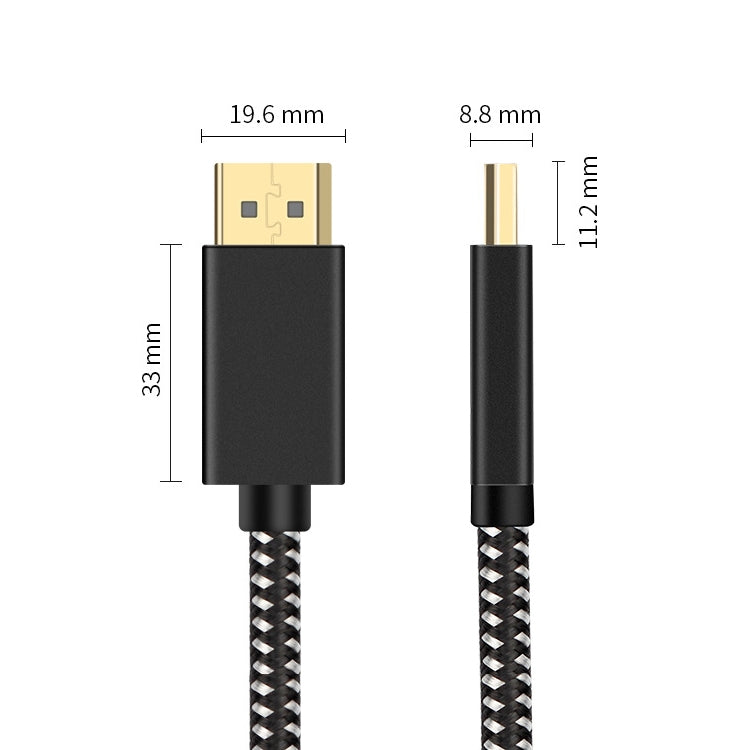 OD6.5mm DP Male to Male DisplayPort Cable, Length: 2m