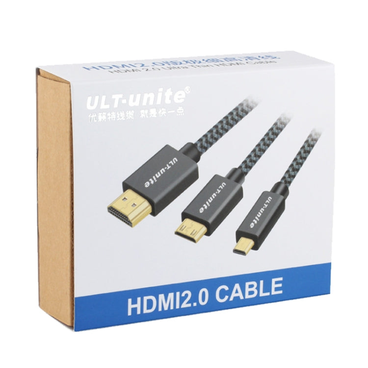 ULT-unite Gold-plated Head HDMI 2.0 Male to Male Nylon Braided Cable, Cable Length: 2m