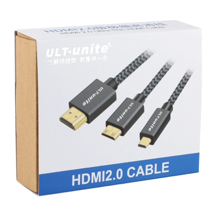 ULT-unite Gold-plated Head HDMI Male to Micro HDMI Male Nylon Braided Cable, Cable Length: 1.2m