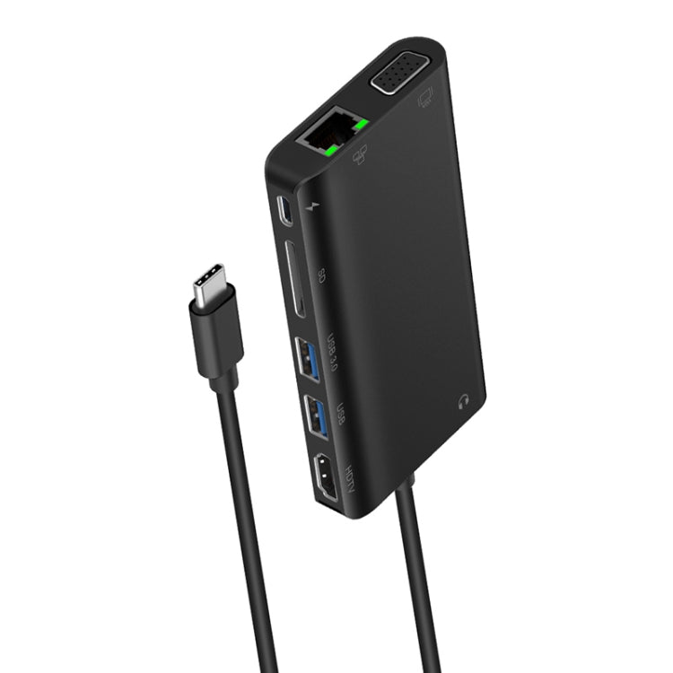 Onten 9591BD 8 in 1 USB-C / Type-C to PD USB-C / Type-C Charging + 100M Ethernet Port + Dual USB 3.0 + HDMI + VGA + SD Card Slot + 3.5mm AUX HUB