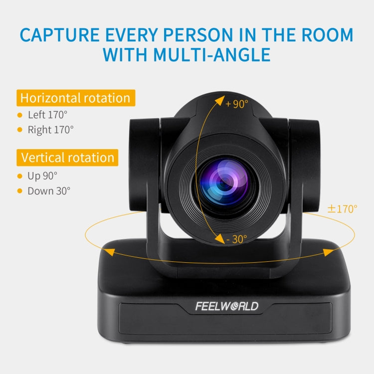 FEELWORLD USB10X 10X Optical Zoom 1080P USB PTZ Video Conference Camera, EU and US Plug