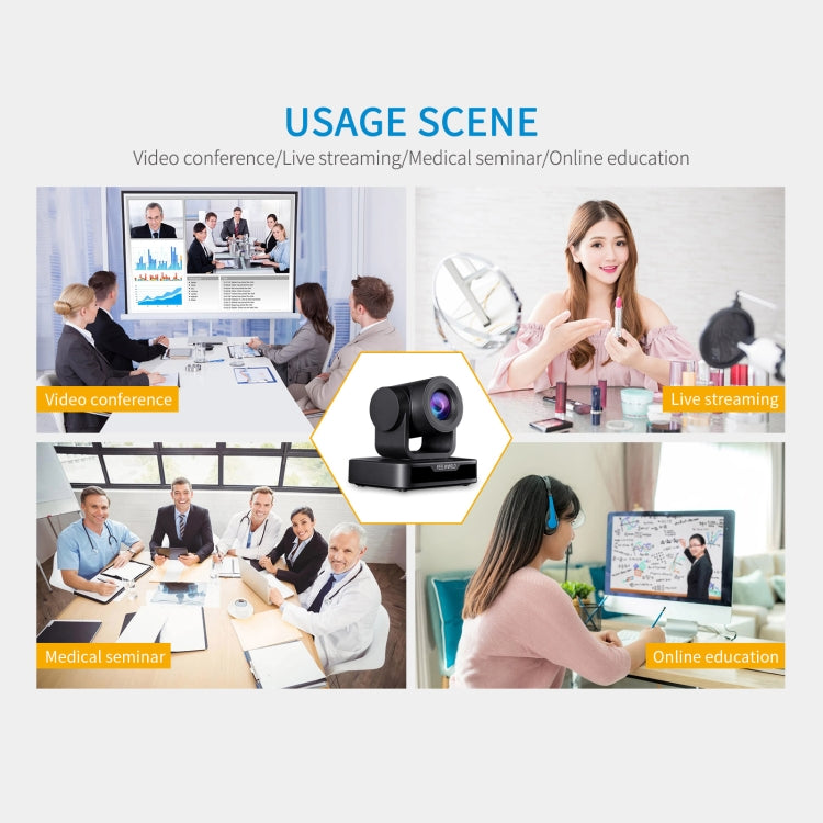 FEELWORLD USB10X 10X Optical Zoom 1080P USB PTZ Video Conference Camera, EU and US Plug