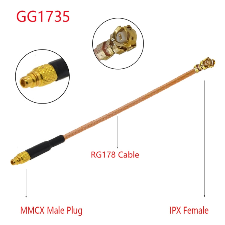 IPX Female to GG1735 MMCX Male RG178 Adapter Cable, Length: 15cm