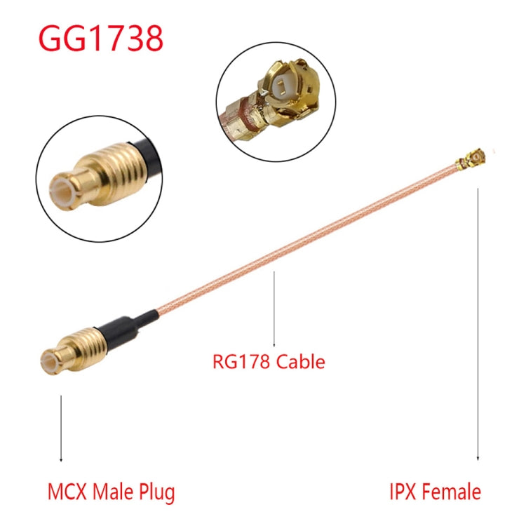 IPX Female to GG17378 MCX Female RG178 Adapter Cable, Length: 15cm