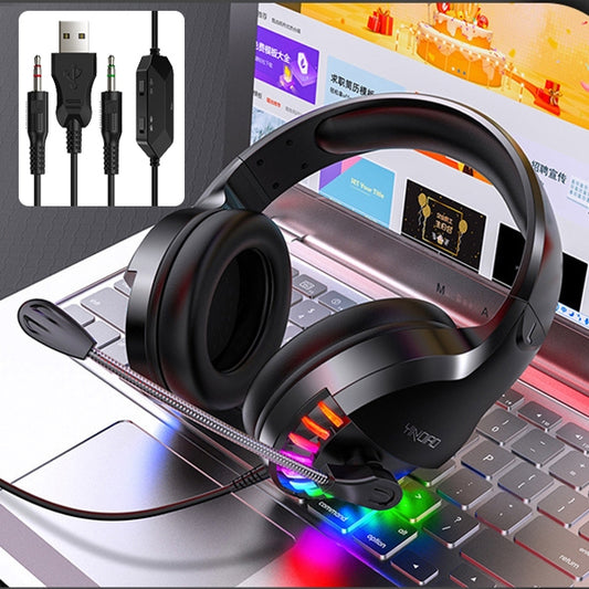 YINDIAO Q2 Head-mounted Wired Gaming Headset with Microphone, Version: Dual 3.5mm + USB