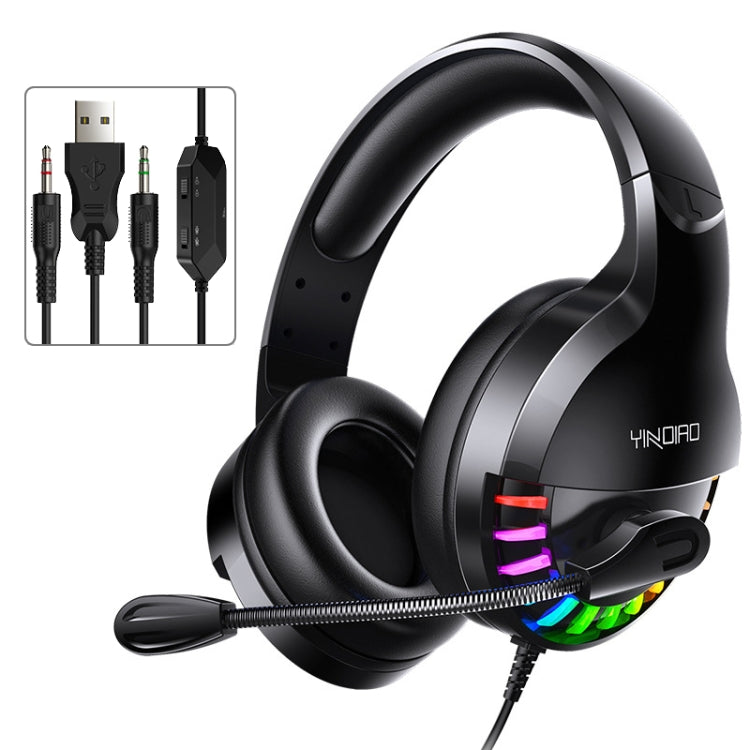 YINDIAO Q2 Head-mounted Wired Gaming Headset with Microphone, Version: Dual 3.5mm + USB