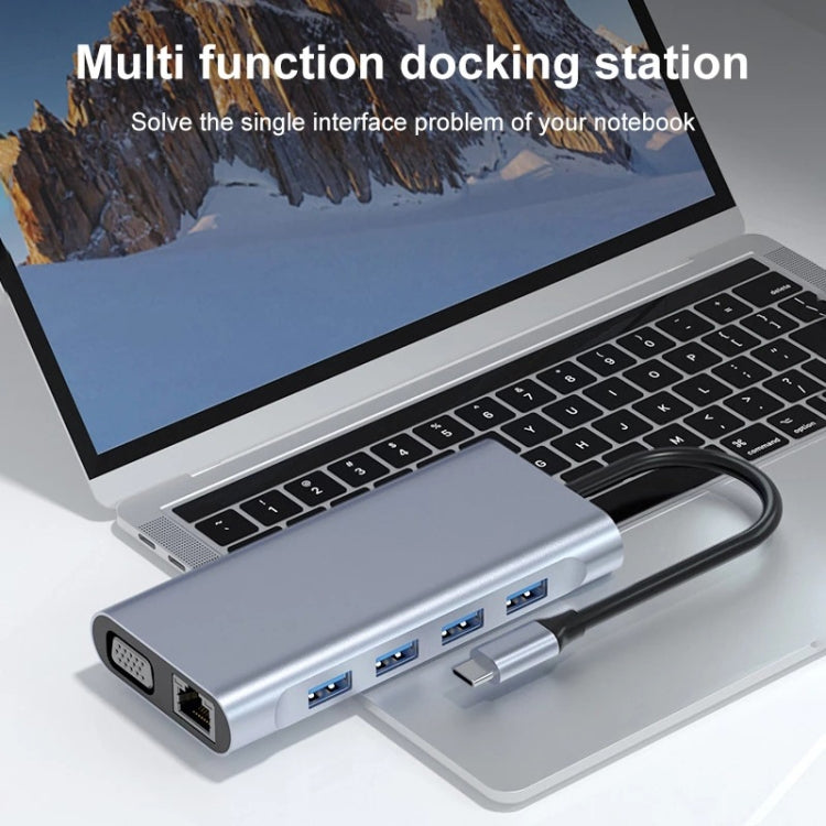 11 in 1 USB-C / Type-C to USB Docking Station HUB Adapter(100M Network Port)