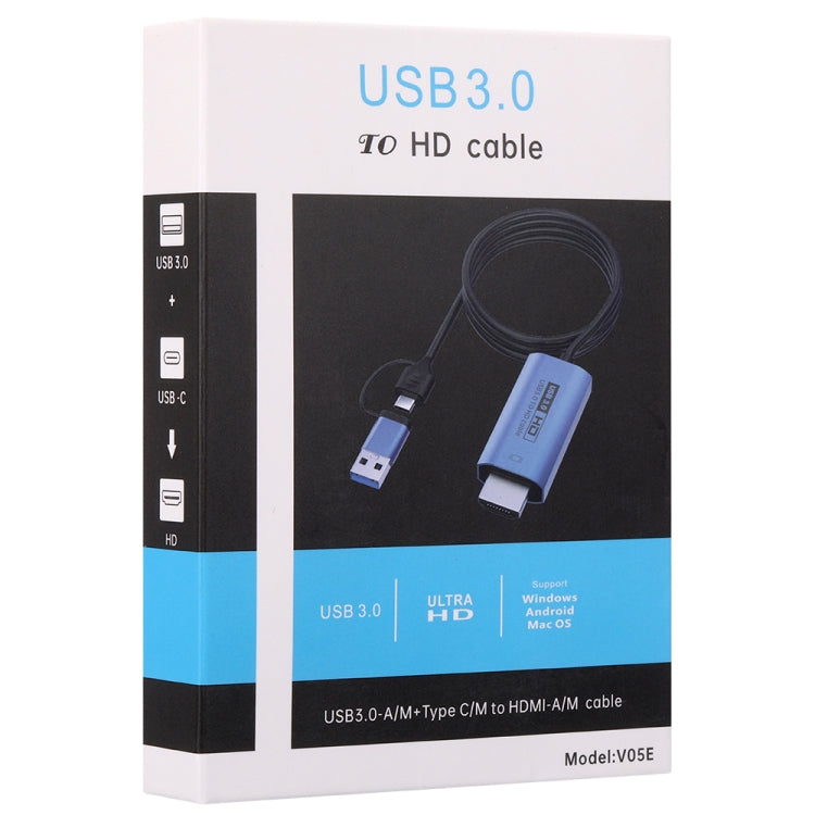 V05E USB 3.0 + USB-C / Type-C to HDMI Adapter Cable