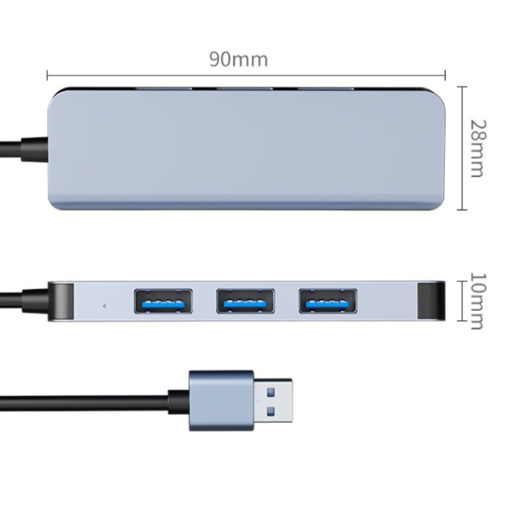 4 in 1 USB to USB3.0x4 HUB Adapter, Cable Length: 1.2m